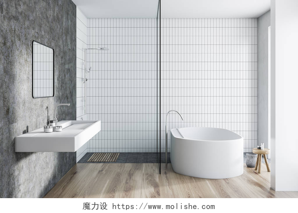 简约风格装修的浴室白色瓷砖浴室内饰